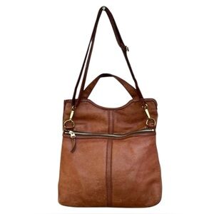 Fossil Pebbled Leather Fold Over Flap Shoulder Handbag.